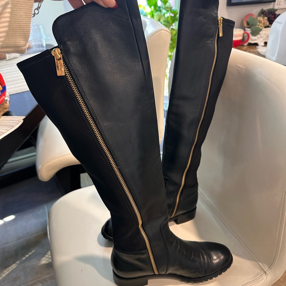 Black Michael Kors Knee-High Leather Boots